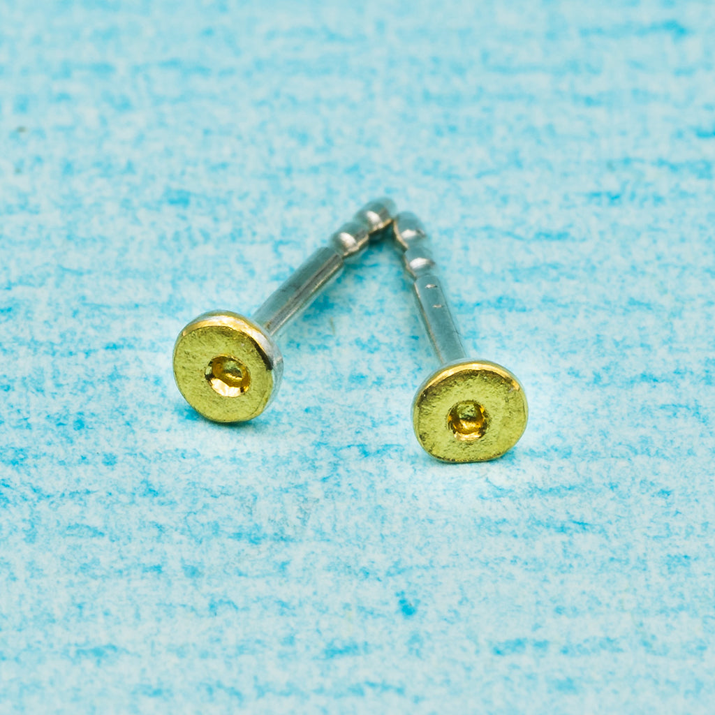 Ohrstecker (3 mm) - glattmatt, Stempel, rund