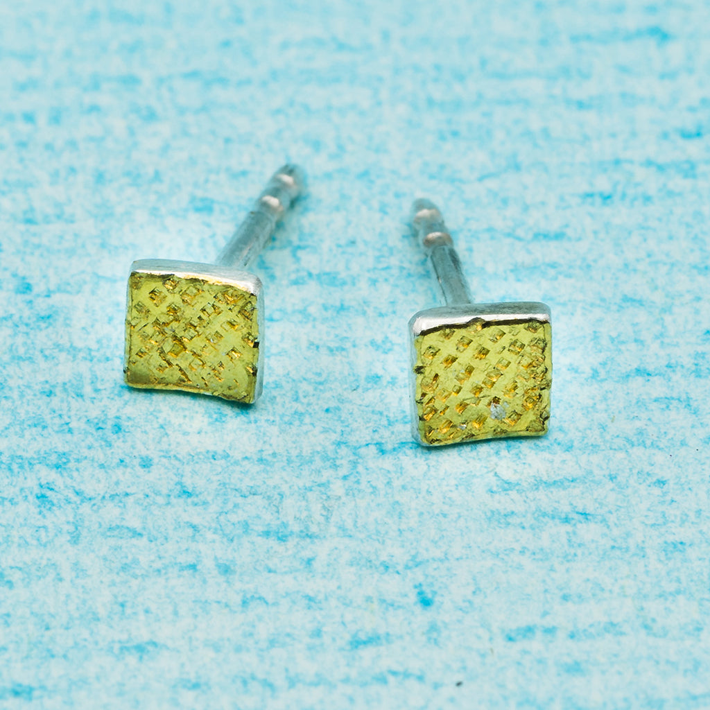 Ohrstecker (4 mm) - glattmatt, Stempel, quadratisch